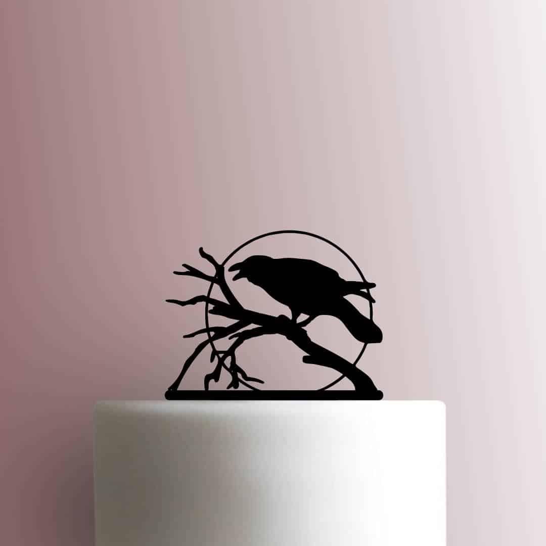Raven on Branch Moon 225-C481 Cake Topper