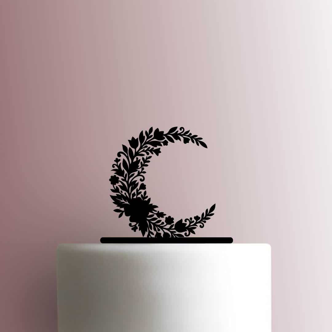 Floral Crescent Moon 225-C553 Cake Topper